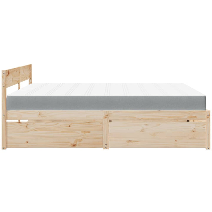 seng med skuffer og madras 200x200 cm massivt fyrretræ
