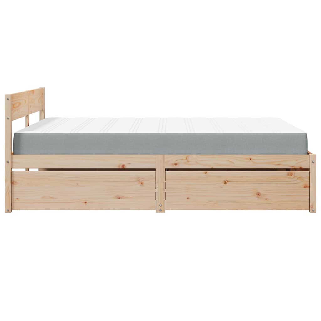 seng med skuffer og madras 160x200 cm massivt fyrretræ
