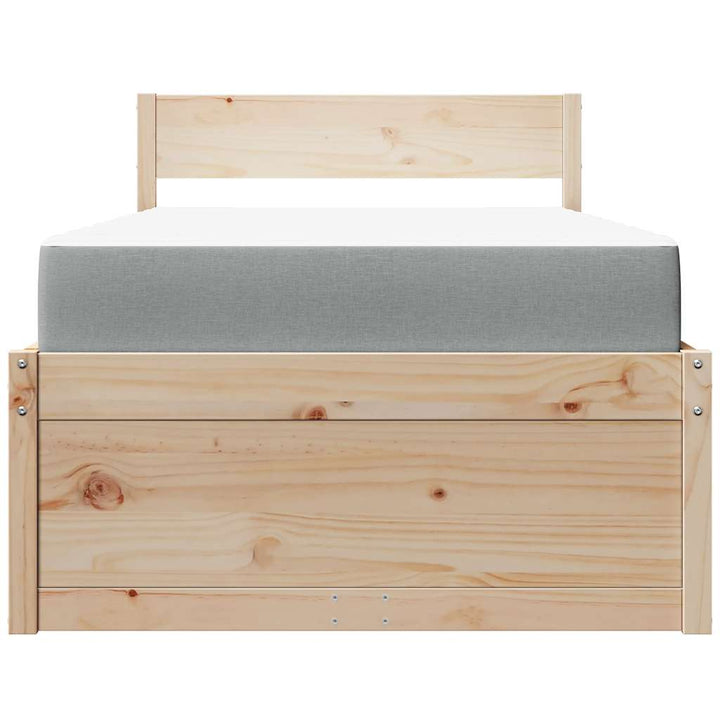 seng med skuffer og madras 90x200 cm massivt fyrretræ