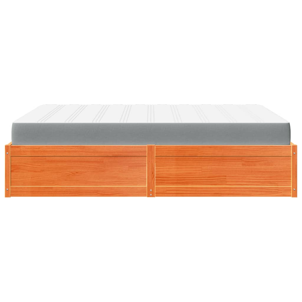 seng med madras 160x200 cm massivt fyrretræ gyldenbrun