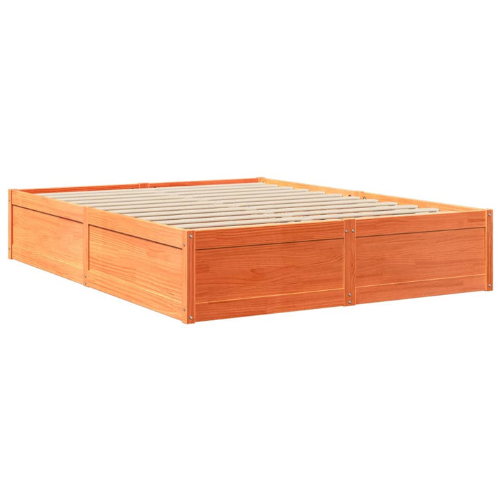 seng med madras 160x200 cm massivt fyrretræ gyldenbrun