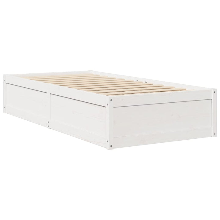 seng med madras 90x200 cm massivt fyrretræ hvid