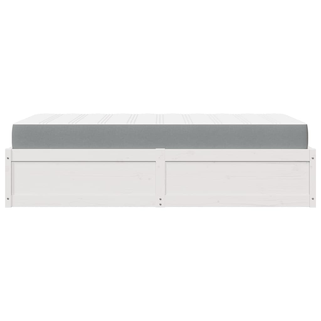 seng med madras 90x200 cm massivt fyrretræ hvid