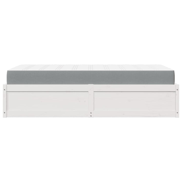 seng med madras 90x200 cm massivt fyrretræ hvid