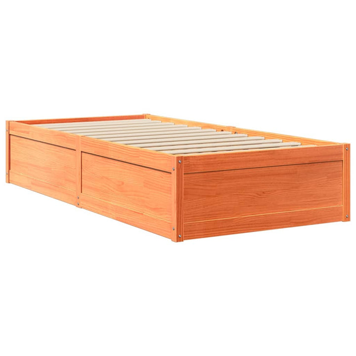 seng med madras 90x200 cm massivt fyr gyldenbrun