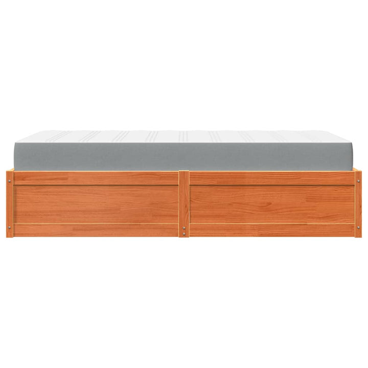 seng med madras 90x200 cm massivt fyr gyldenbrun