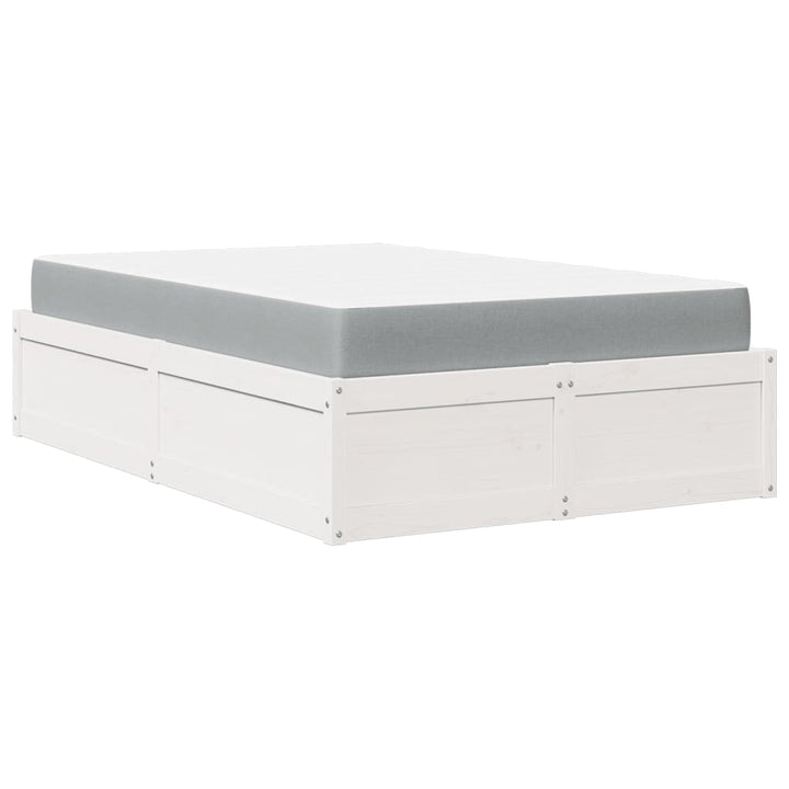 seng med madras 140x190 cm massivt fyrretræ hvid