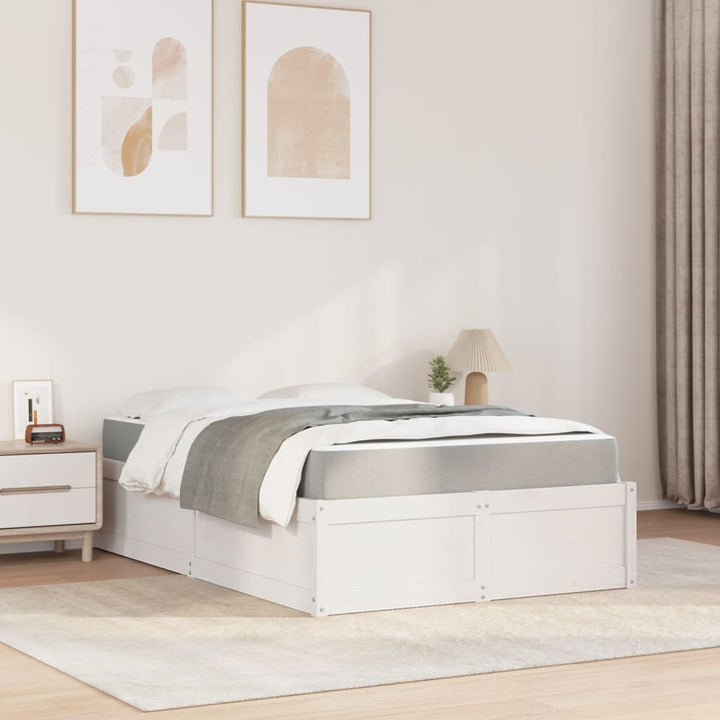 seng med madras 140x190 cm massivt fyrretræ hvid