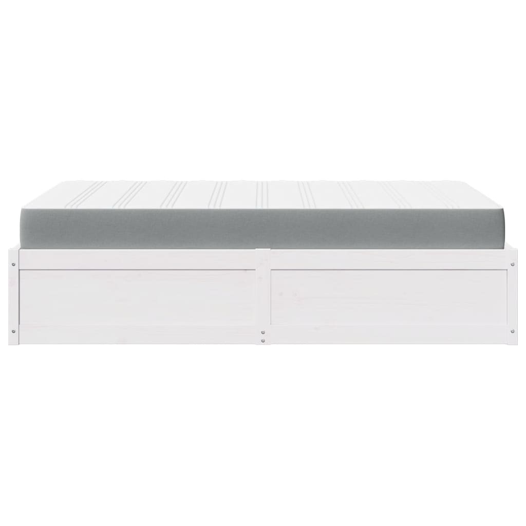 seng med madras 140x190 cm massivt fyrretræ hvid