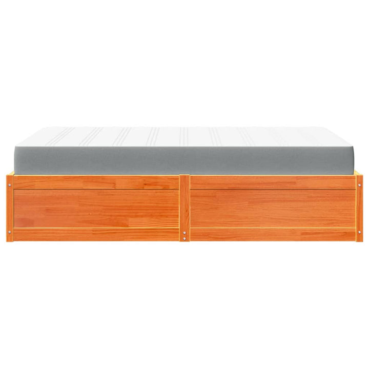 seng med madras 140x190 cm massivt fyrretræ gyldenbrun