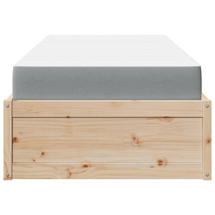 seng med madras 90x190 cm massivt fyrretræ grå