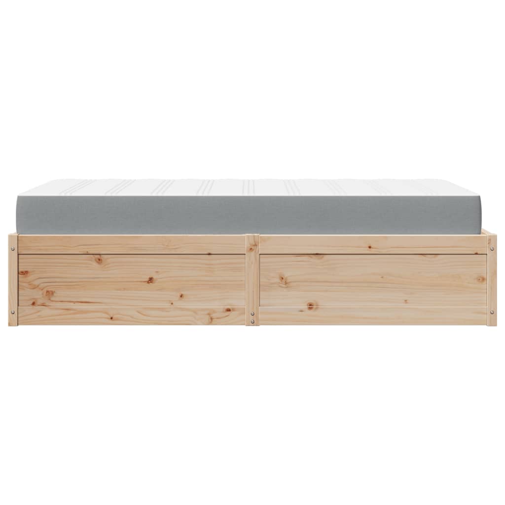 seng med madras 90x190 cm massivt fyrretræ grå