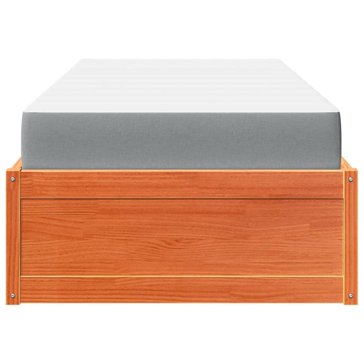 seng med madras 90x190 cm massivt fyrretræ gyldenbrun
