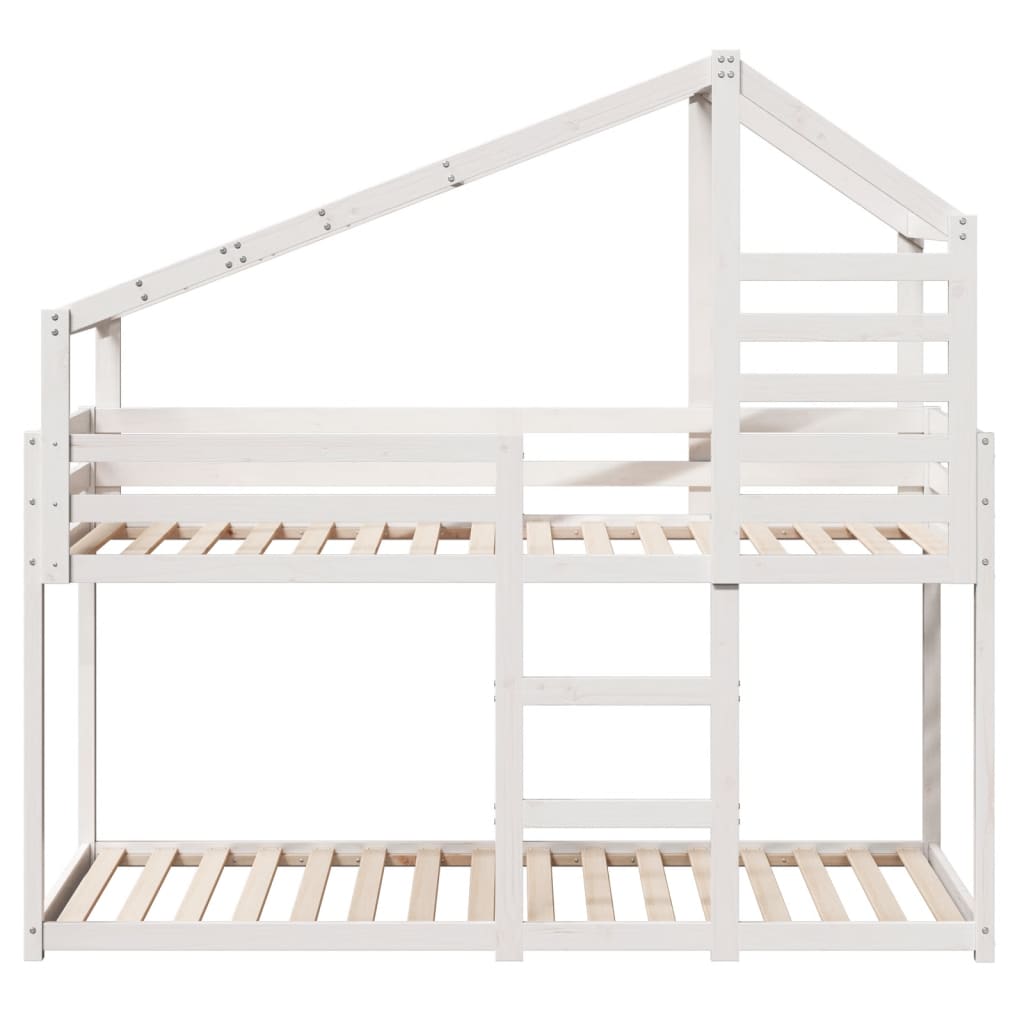 køjeseng med tag 80x200 cm massivt fyrretræ hvid