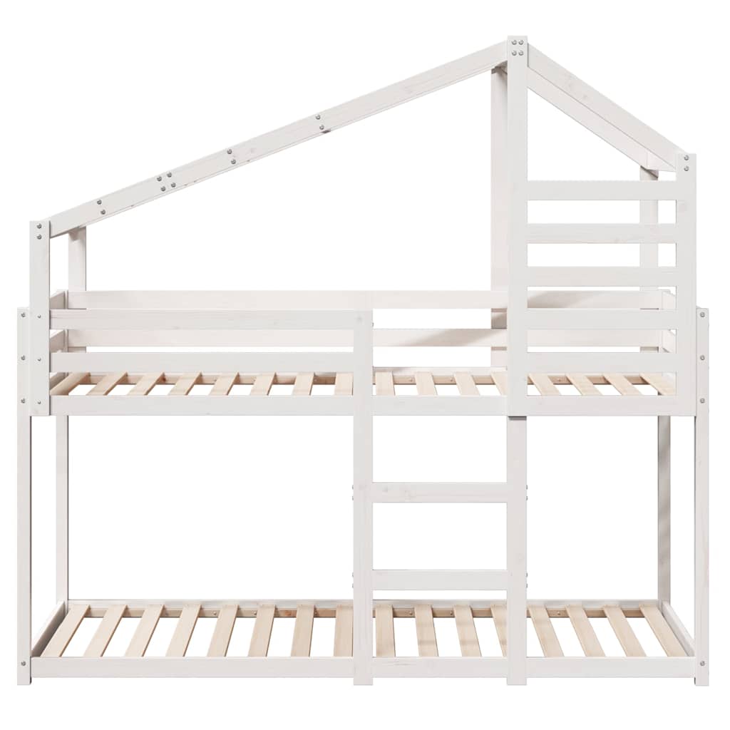 køjeseng med tag 90x200 cm massivt fyrretræ hvid