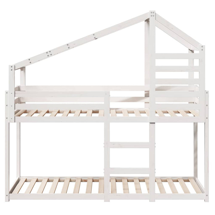 køjeseng med tag 90x200 cm massivt fyrretræ hvid