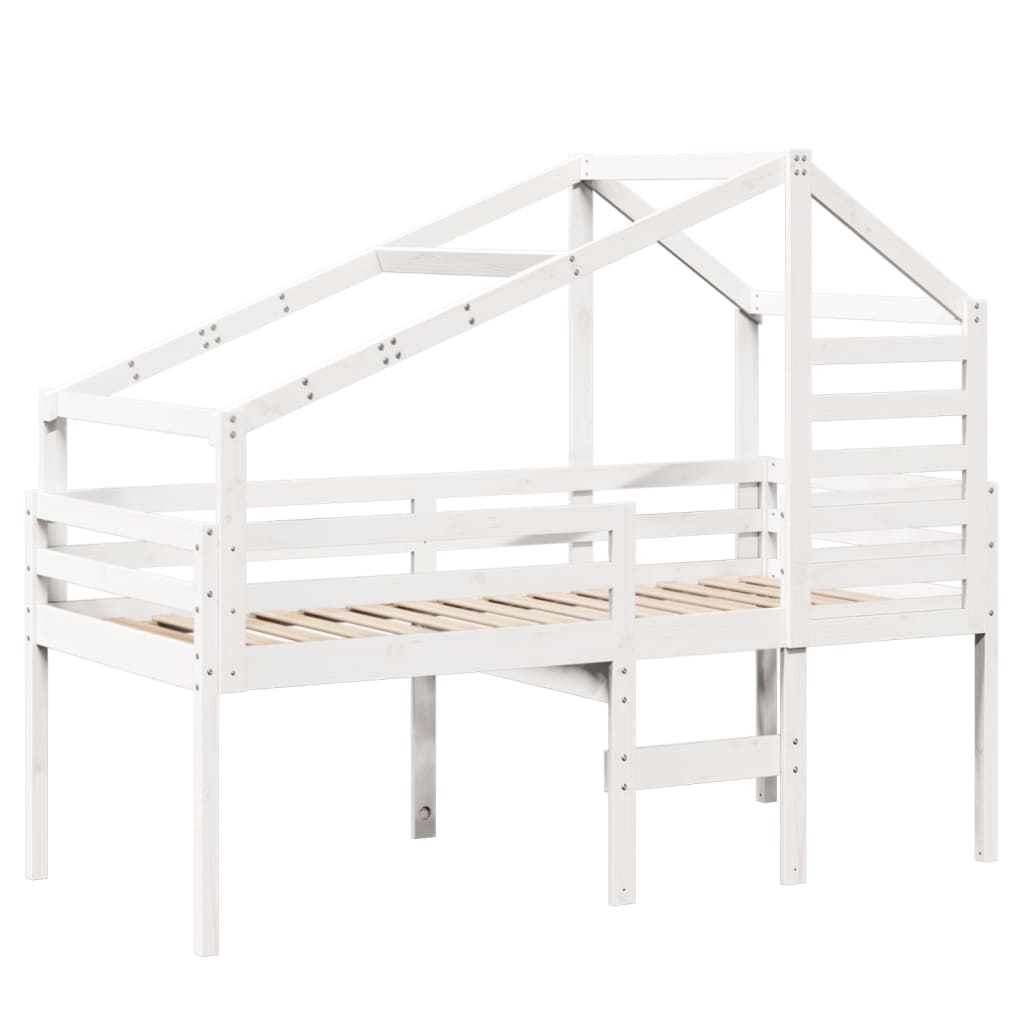 høj husseng 75x190 cm massivt fyrretræ hvid