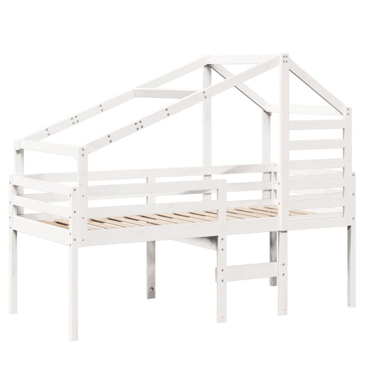 høj husseng 75x190 cm massivt fyrretræ hvid