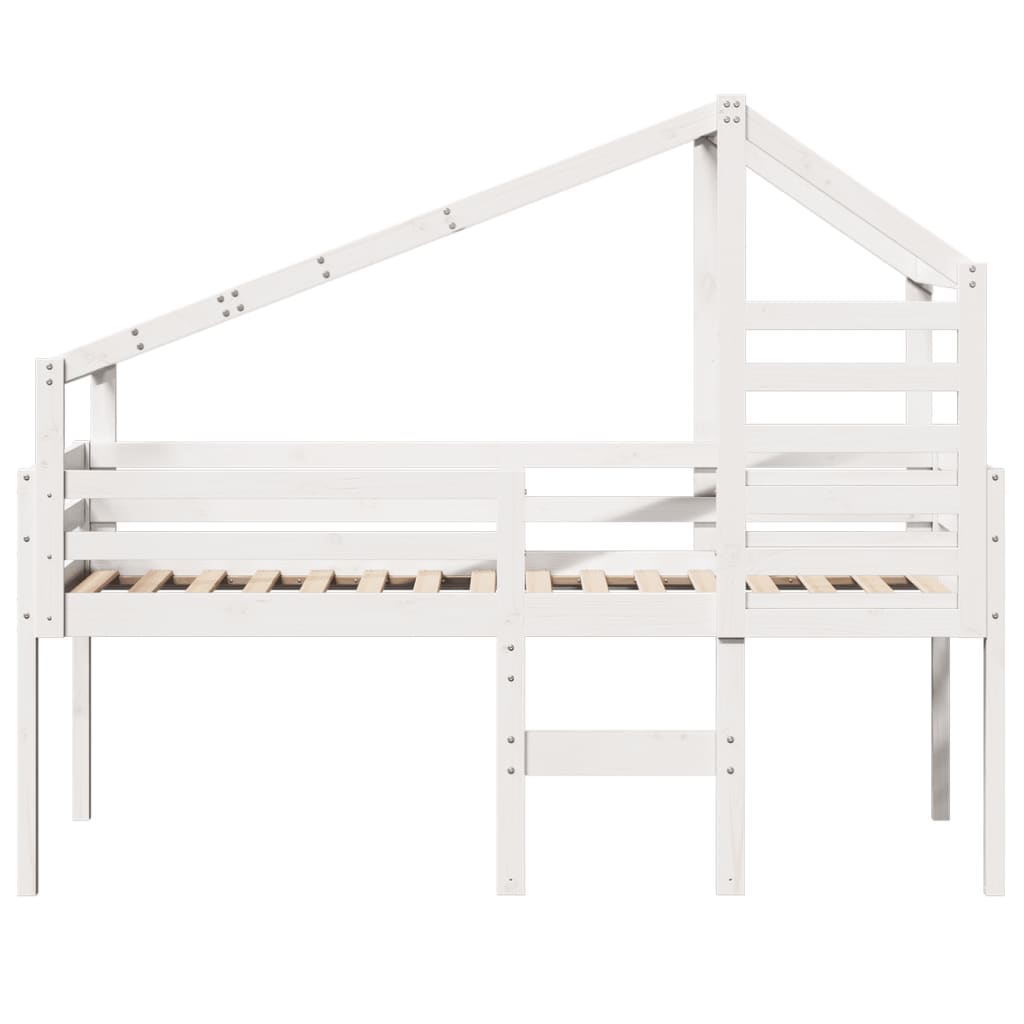 høj husseng 75x190 cm massivt fyrretræ hvid