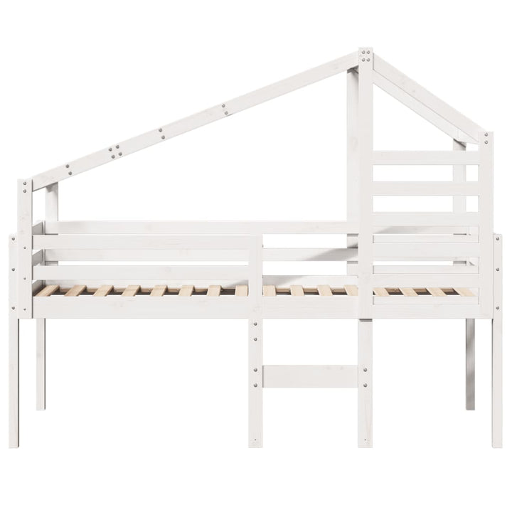 høj husseng 75x190 cm massivt fyrretræ hvid
