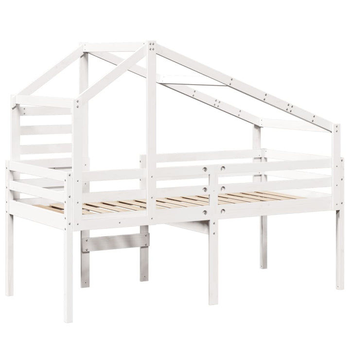 høj husseng 75x190 cm massivt fyrretræ hvid