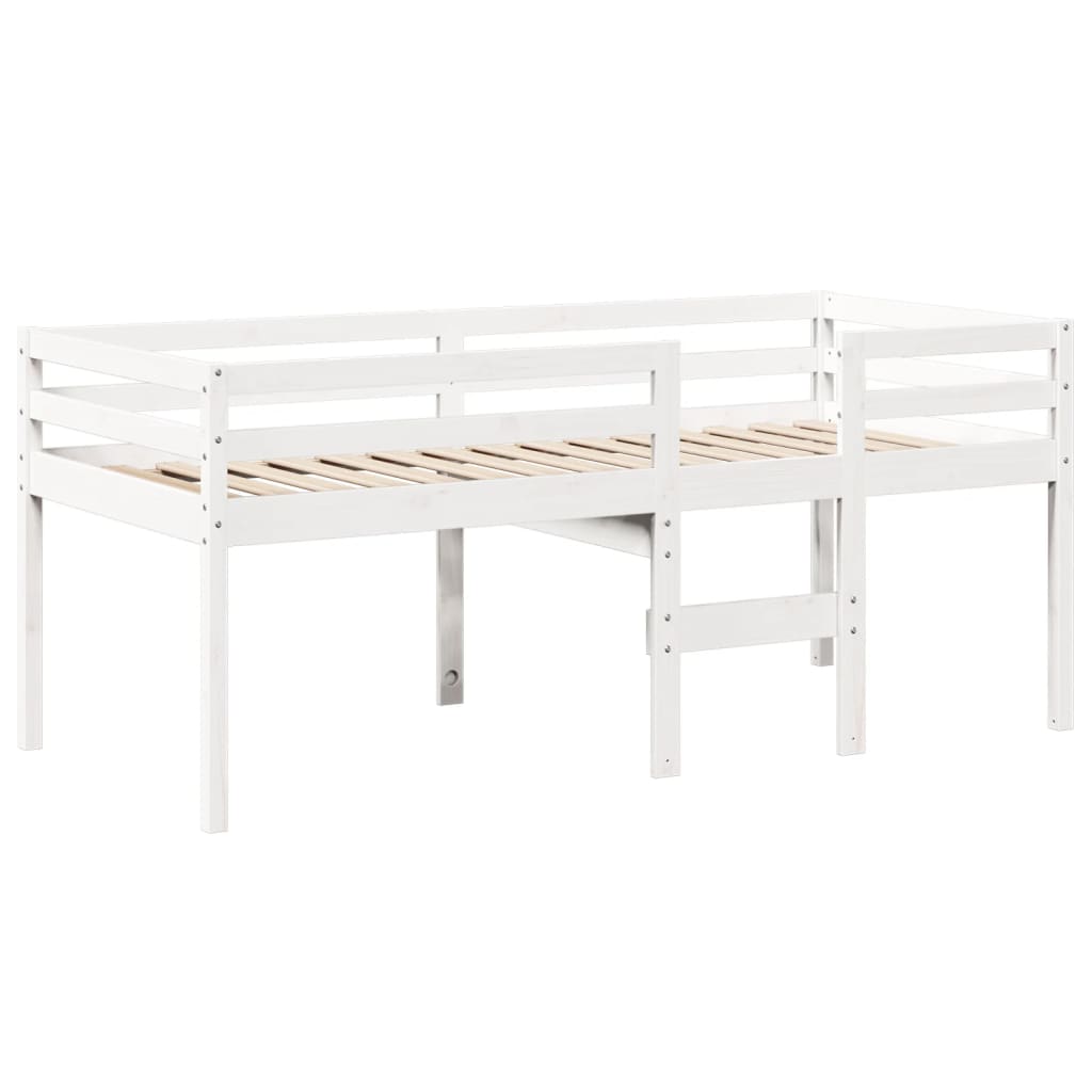 høj husseng 75x190 cm massivt fyrretræ hvid