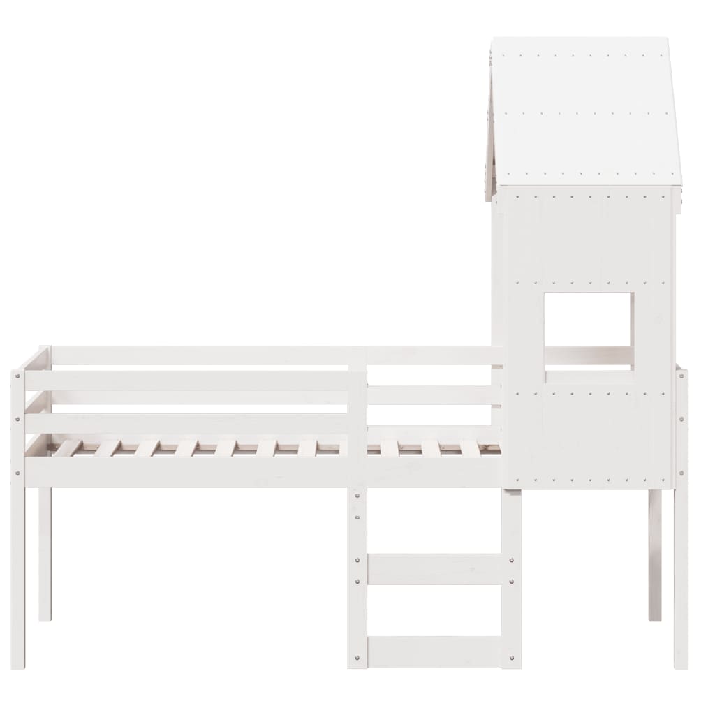 høj husseng 75x190 cm massivt fyrretræ hvid