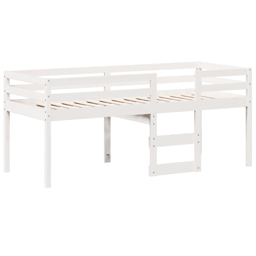 høj husseng 75x190 cm massivt fyrretræ hvid