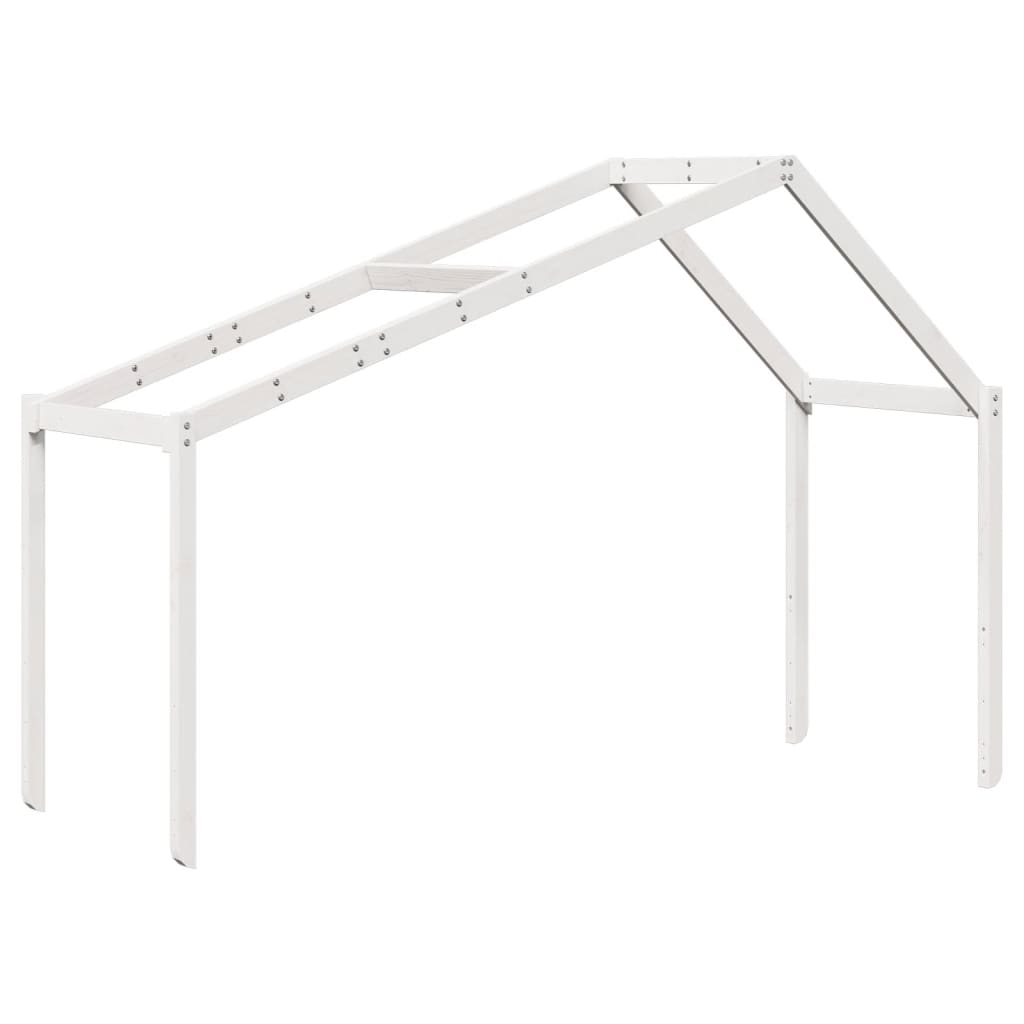 køjeseng med tag 90x200 cm massivt fyrretræ hvid