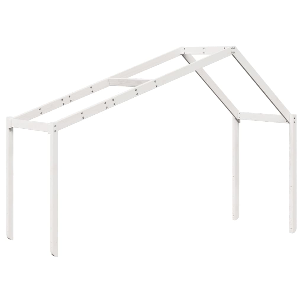køjeseng med tag 80x200 cm massivt fyrretræ hvid
