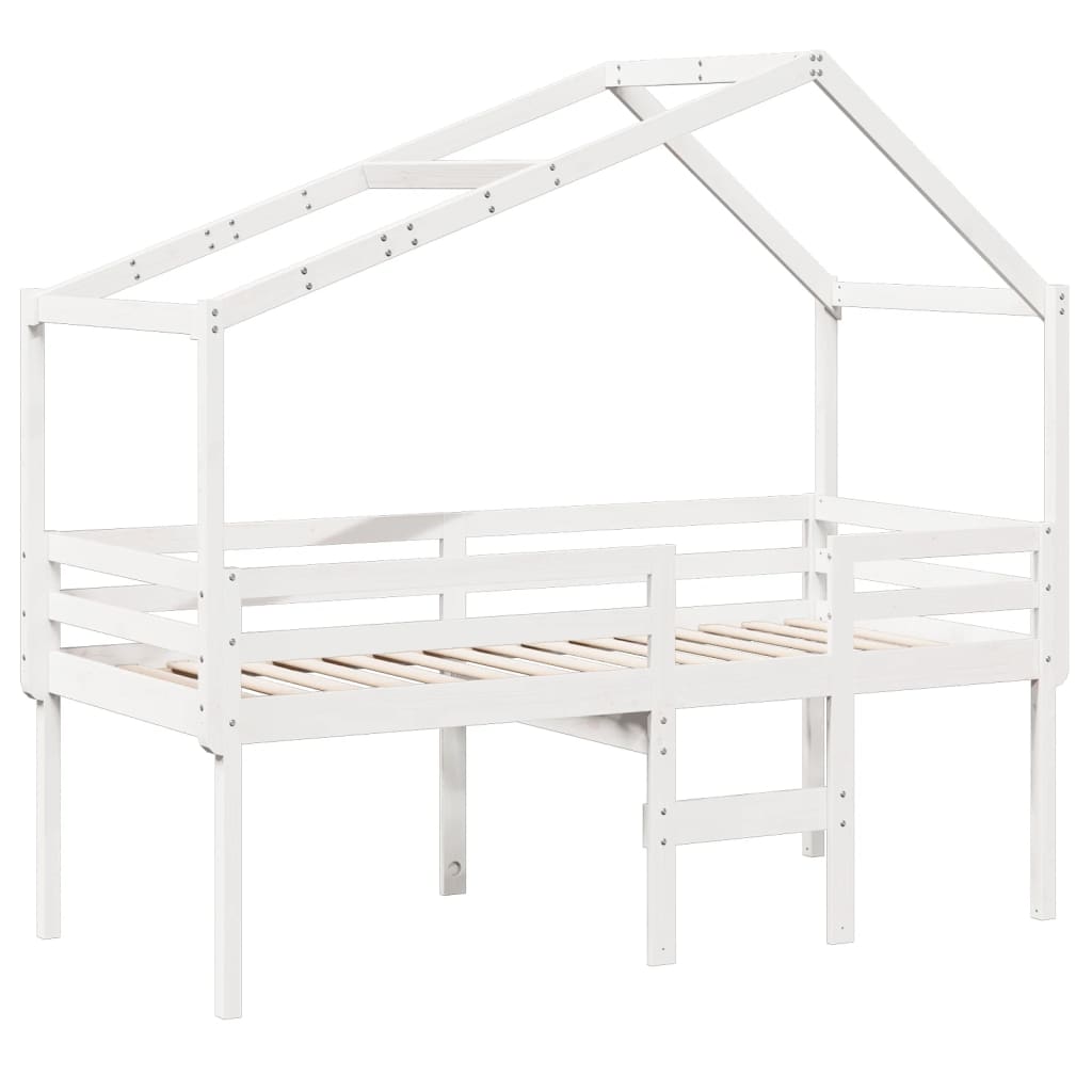 høj husseng 75x190 cm massivt fyrretræ hvid