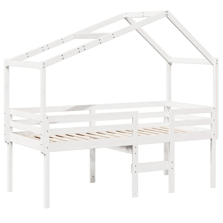 høj husseng 75x190 cm massivt fyrretræ hvid