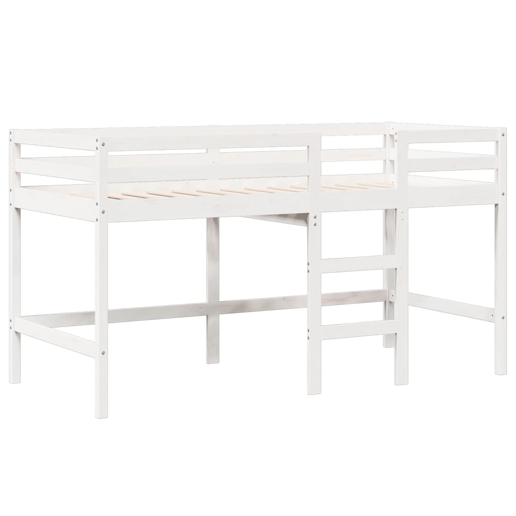 høj husseng 75x190 cm massivt fyrretræ hvid