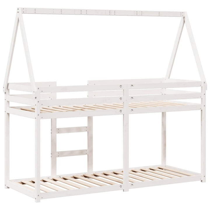 køjeseng med tag 90x200 cm massivt fyrretræ hvid