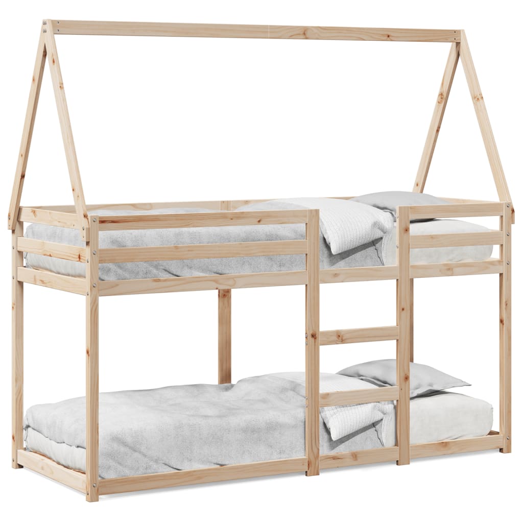 køjeseng med tag 75x190 cm massivt fyrretræ hvid