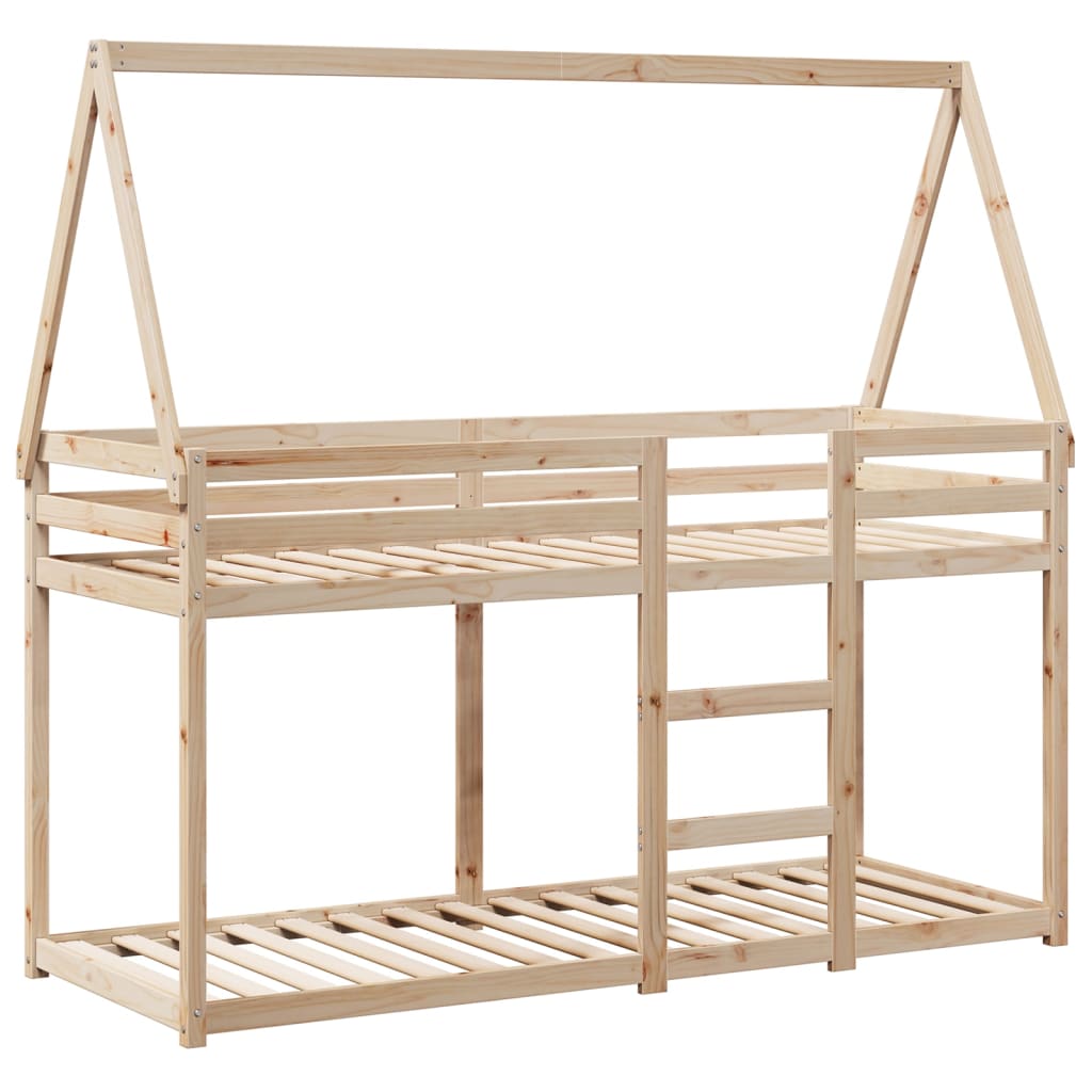 køjeseng med tag 75x190 cm massivt fyrretræ hvid