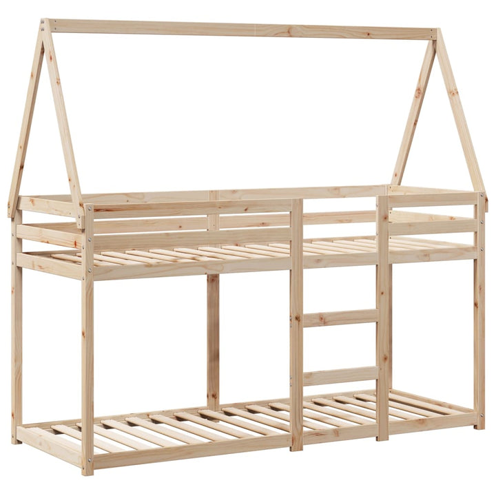 køjeseng med tag 75x190 cm massivt fyrretræ hvid