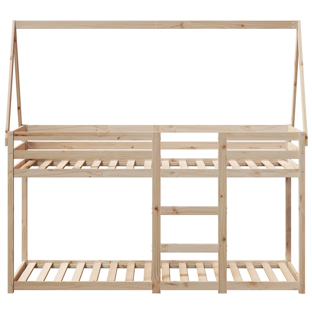 køjeseng med tag 75x190 cm massivt fyrretræ hvid