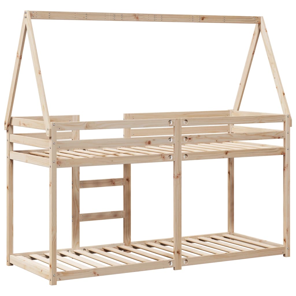 køjeseng med tag 75x190 cm massivt fyrretræ hvid