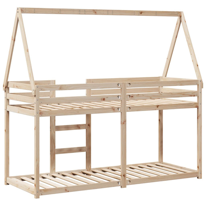 køjeseng med tag 75x190 cm massivt fyrretræ hvid