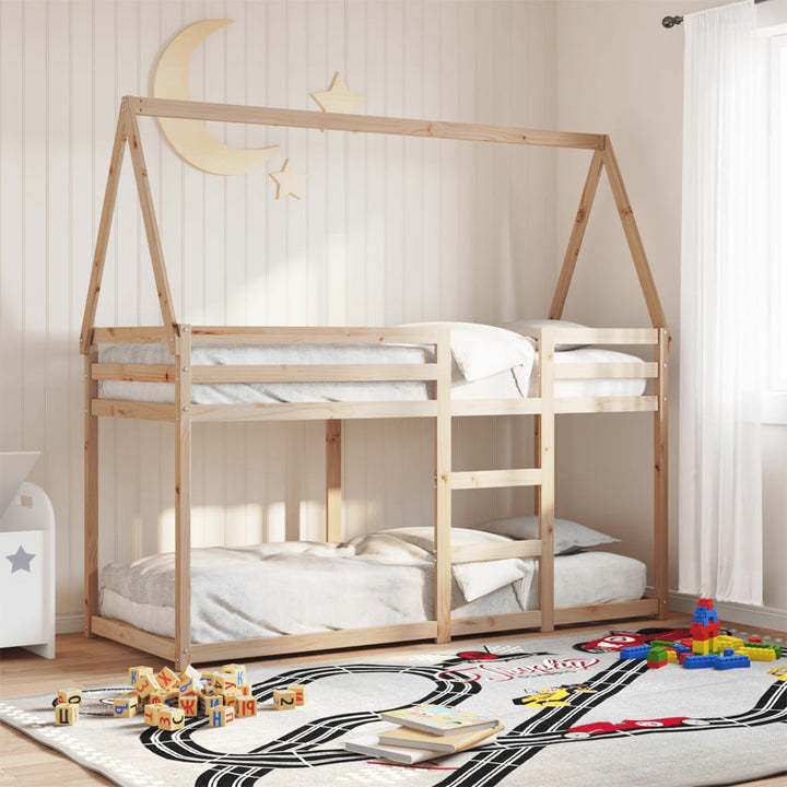 køjeseng med tag 75x190 cm massivt fyrretræ hvid