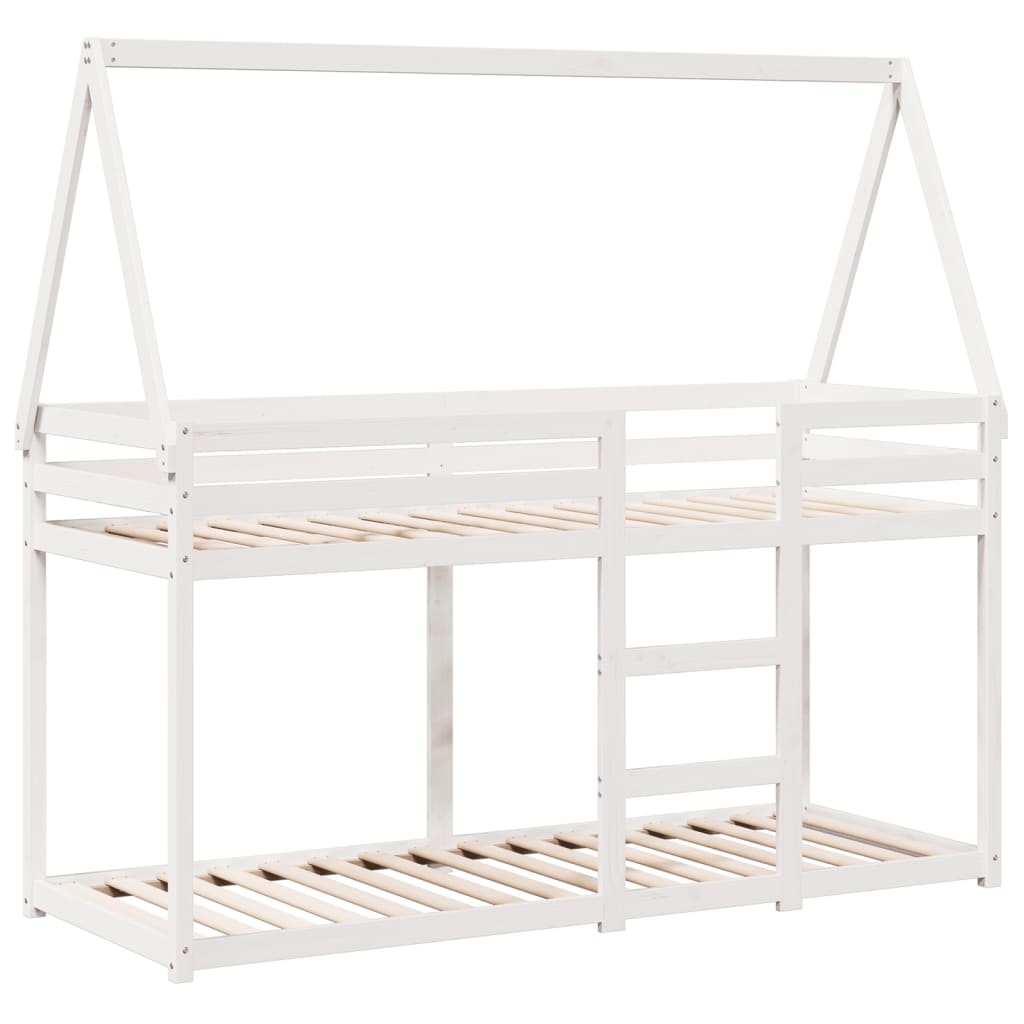 køjeseng med tag 75x190 cm massivt fyrretræ hvid