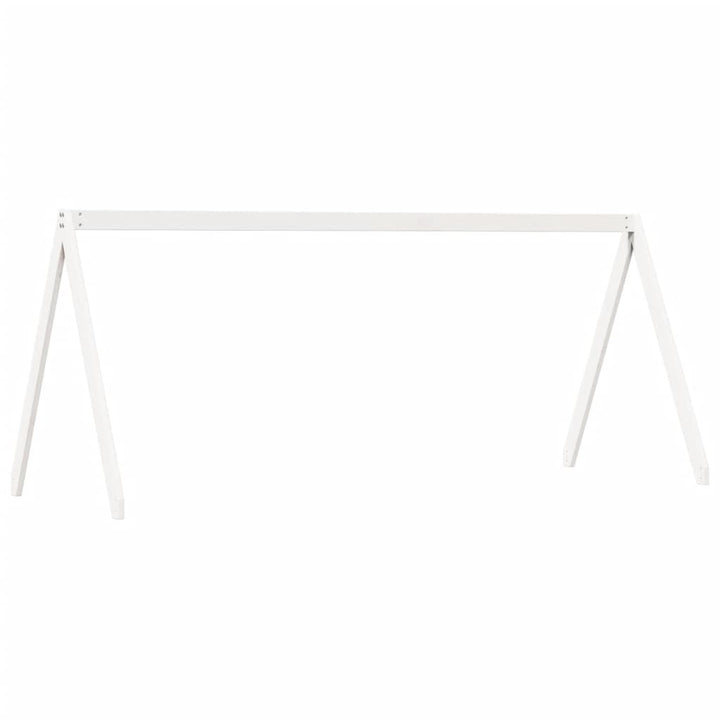 højseng med tag 80x200 cm massivt fyrretræ hvid