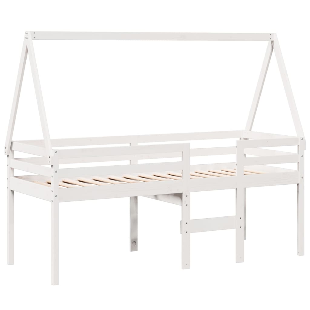 høj husseng 75x190 cm massivt fyrretræ hvid