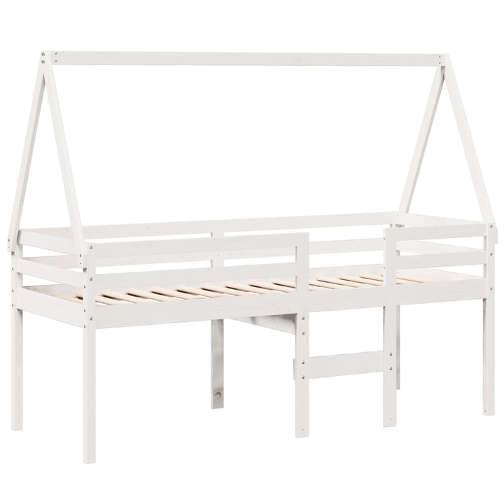 høj husseng 75x190 cm massivt fyrretræ hvid