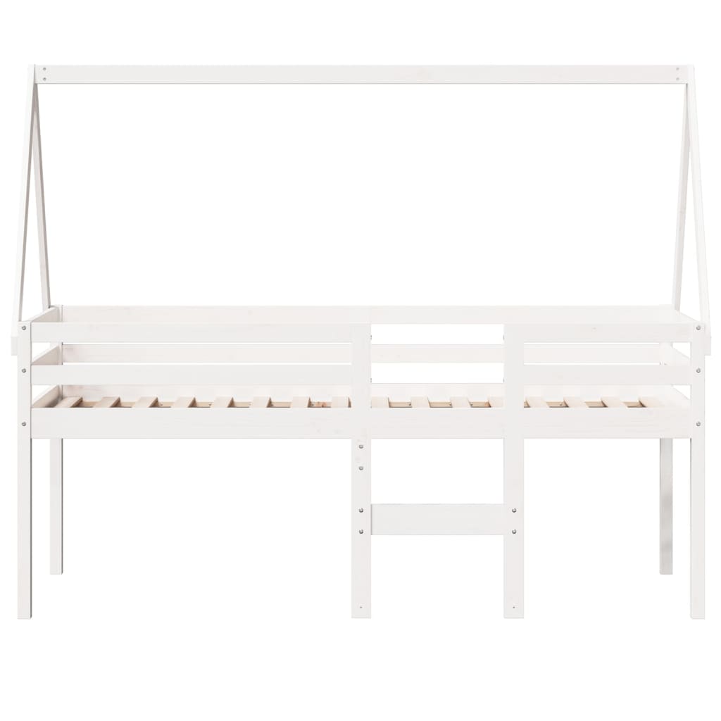 høj husseng 75x190 cm massivt fyrretræ hvid