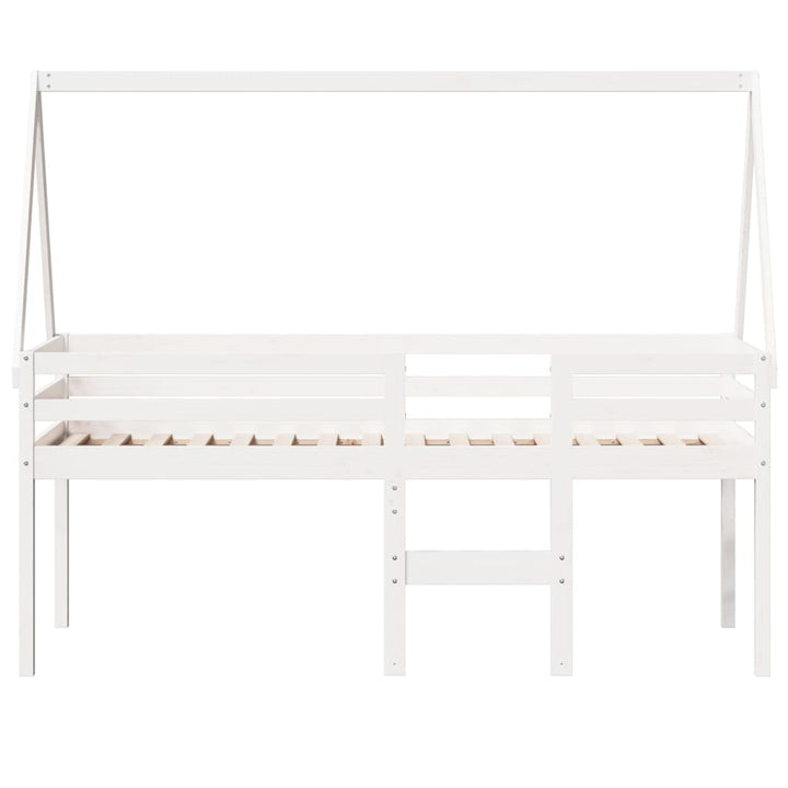 høj husseng 75x190 cm massivt fyrretræ hvid