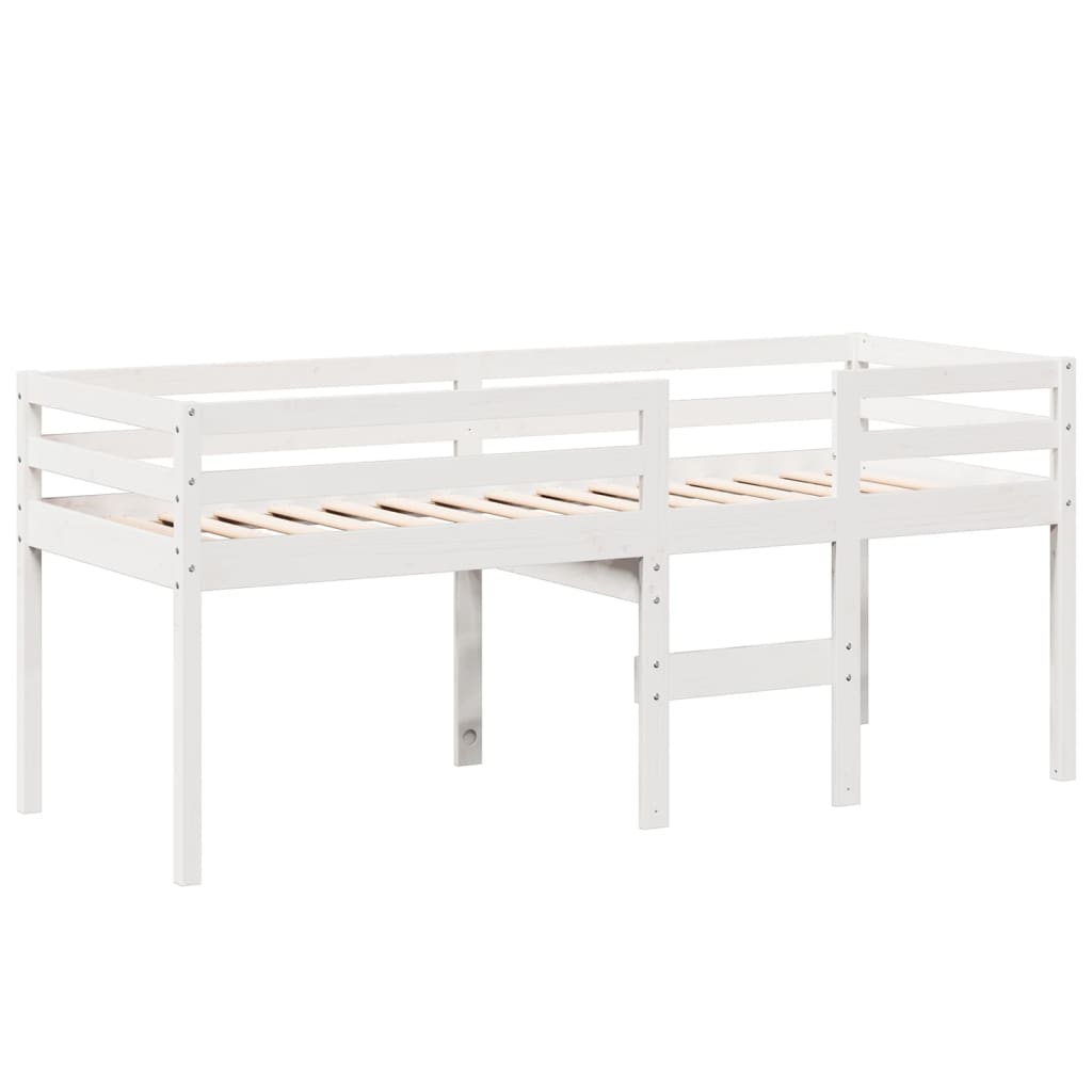 høj husseng 75x190 cm massivt fyrretræ hvid