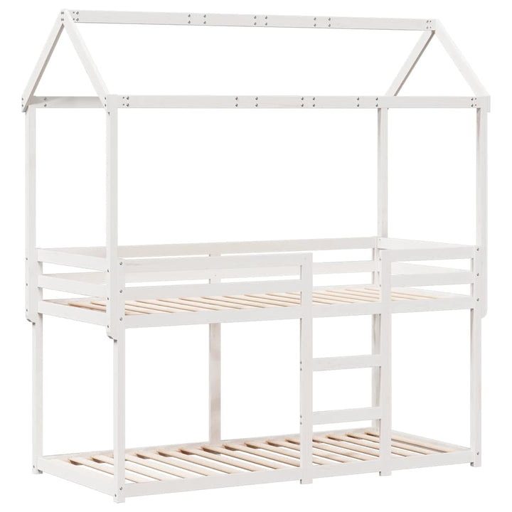 køjeseng med tag 80x200 cm massivt fyrretræ hvid