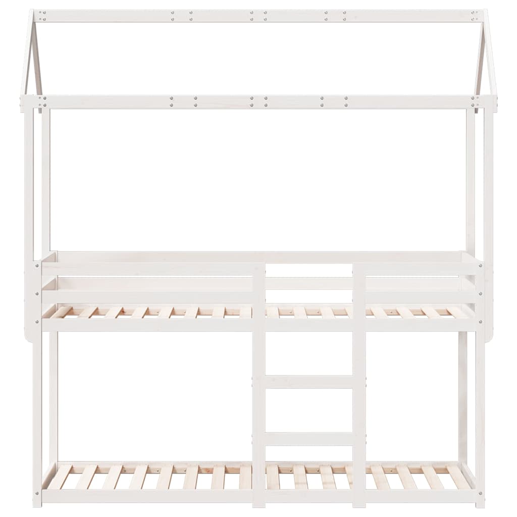 køjeseng med tag 80x200 cm massivt fyrretræ hvid